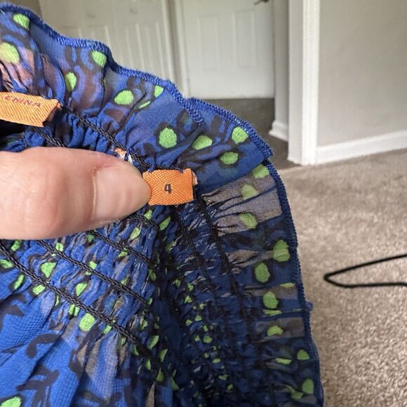 Tory Burch Casual Off The Shoulder Top Size 4 Navy Blue - Semi Sheer Blouse - Picture 5 of 8